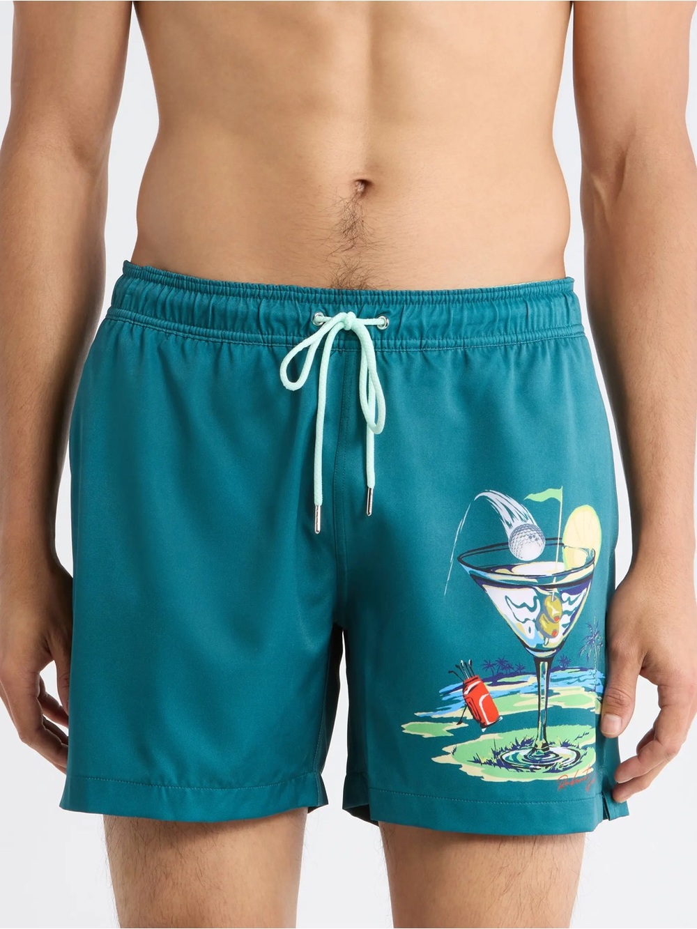 Robert Graham Men 2XL Mediterranean Green Beach Golf Martini Swim Trunks NWT